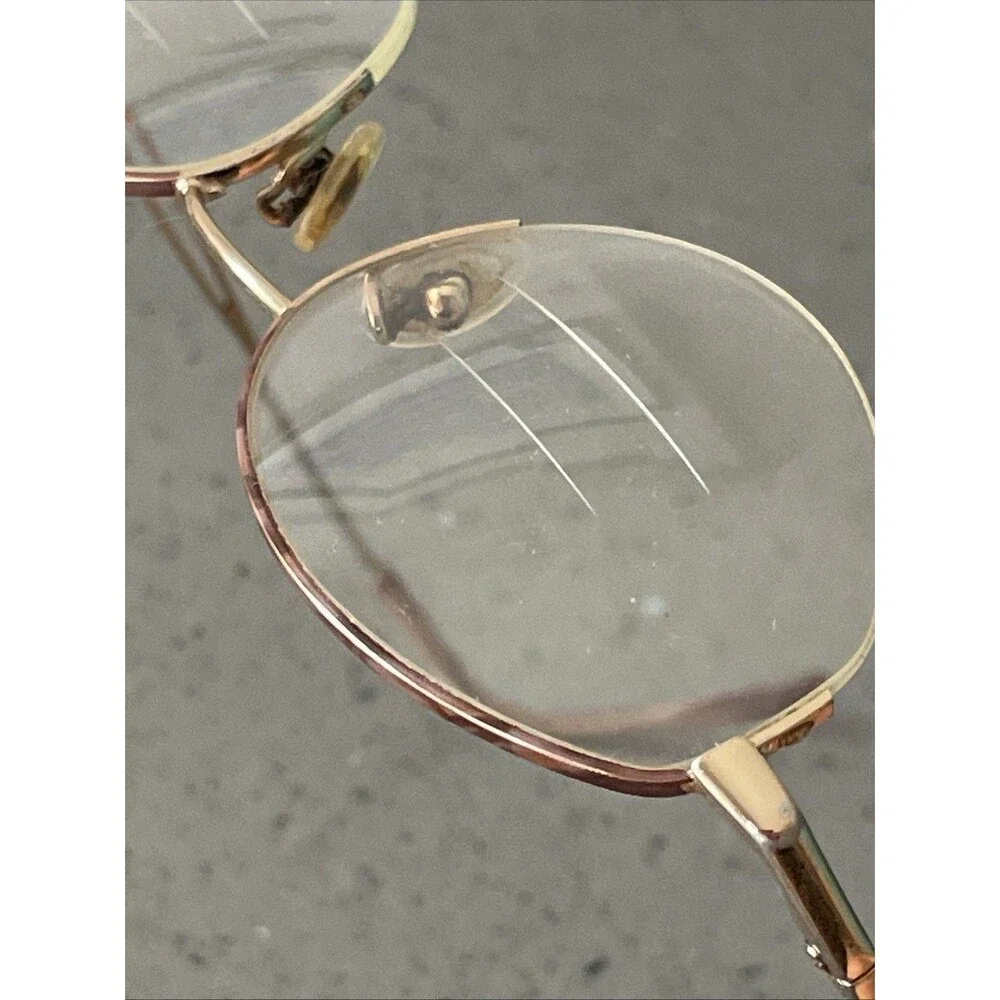 Safilo Eyeglasses Frames ONLY Gold Metal Full Rim 52-19-135 Gold Italy Half Rim